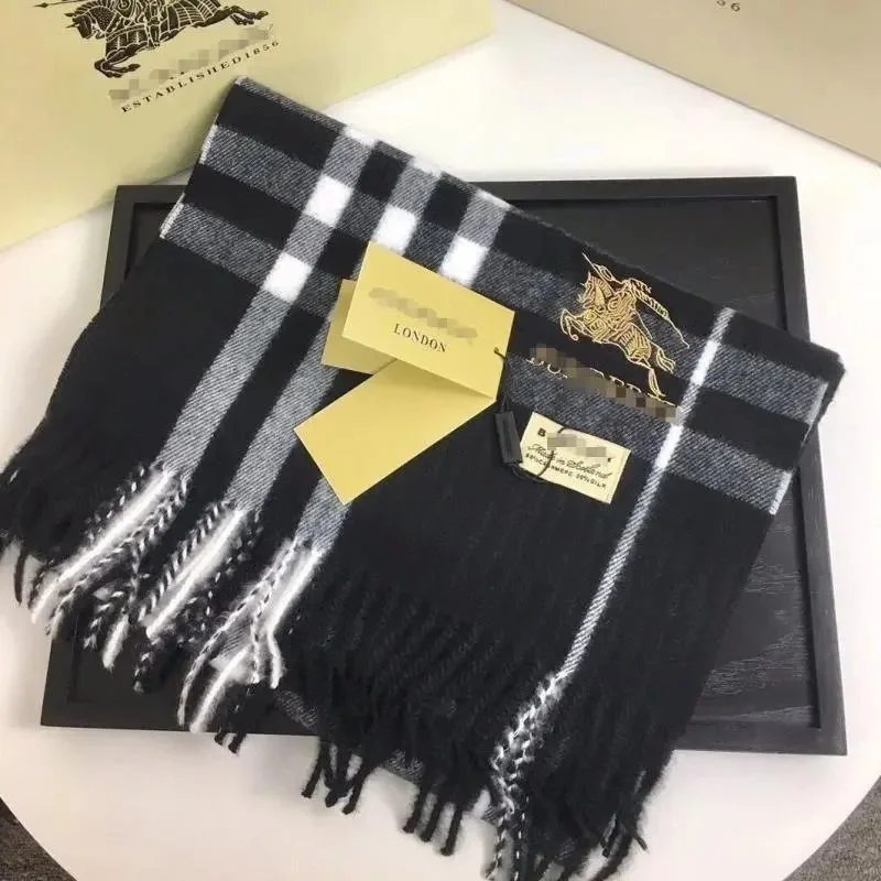 Burberry Black & White Checkered Scarf