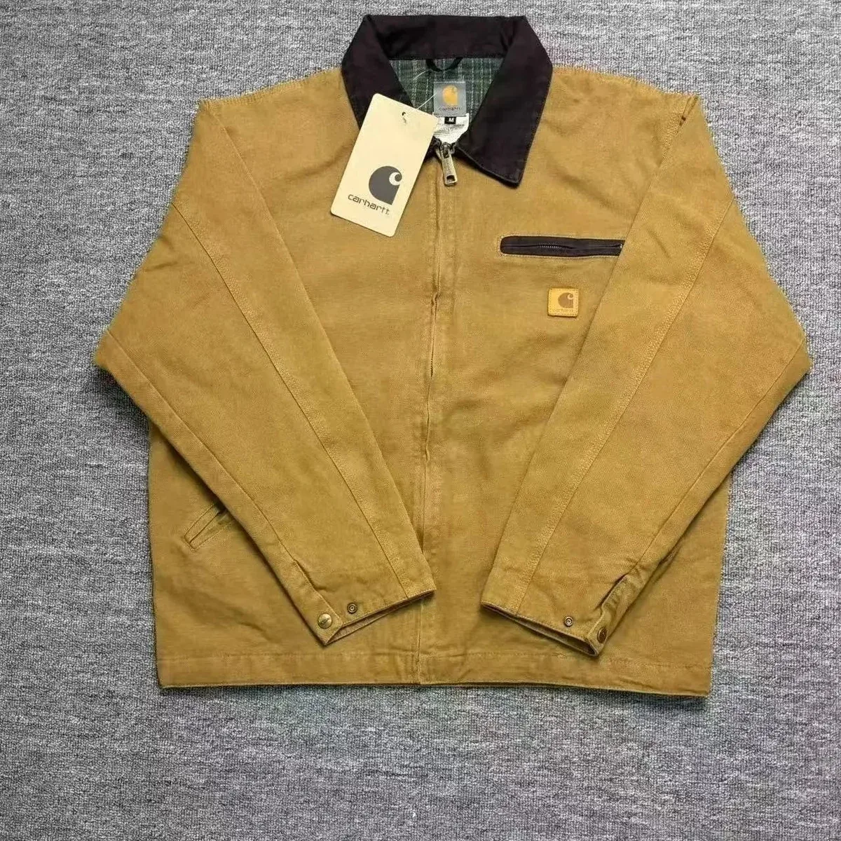 Carhartt Brown Canvas Jacket with Zip Closure Brown