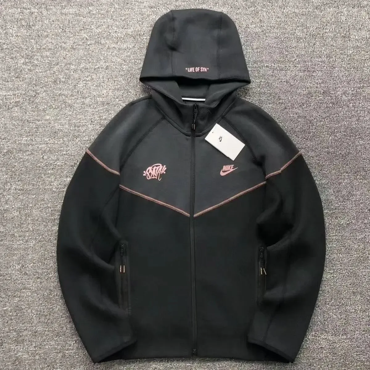 Nike Tech Fleece Black Pink Hoodie Jacket