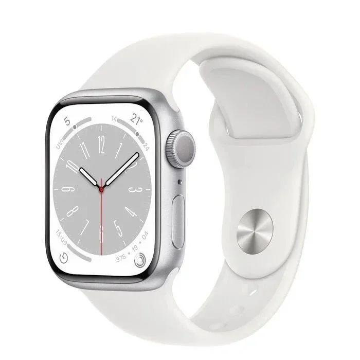 Apple Watch Series 8 Silver Case with White Sport Band